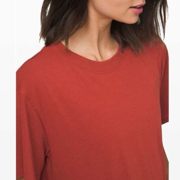 Lululemon All Yours Boyfriend Tee T-Shirt Top - Magma Red - Size XL XXL - Picture 9 of 11